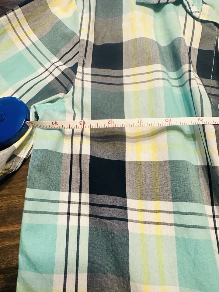 Camisa para niños URBAN PIPELINE azul a cuadros con botones TALLA XL grande manga corta Foto 4 de 4