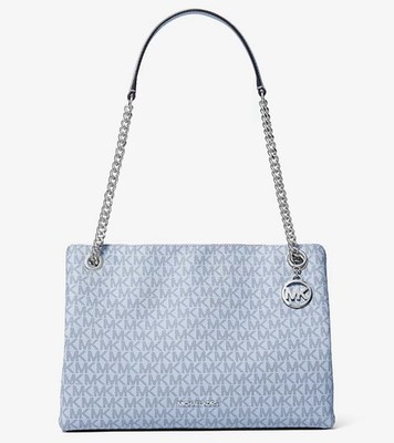 Michael Kors Large Pale Ocean Logo Chain Strap Shoulder Bag MK Charm