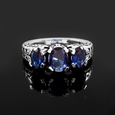 925 Sterling Silver Rose Cut Blue Tanzanite Gemstone Jewelry Ring (All size US)
