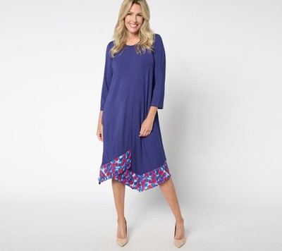 LOGO by Lori Goldstein Regular 3/4 Sleeve Stepped Hem Dress Astral Aura XL New