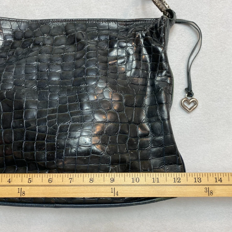 Brighton Shoulder Bag Black Patent Leather Croc Embossed - Image 3 of 4