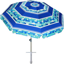 7' Heavy Duty Windproof Portable Beach Umbrella w/ Sand Anchor Vent Adjust Heigh