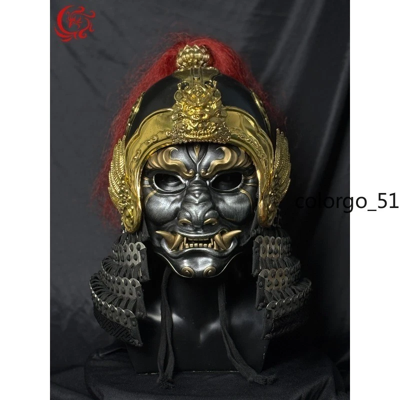 Mask Full Face Black Gold National Armor Hanfu Cosplay Props Wearable Helemet - Image 2 of 4