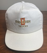 Vtg Oshkosh Trucks Hat Leather Strapback Cap Adjustable Adult OSH KOSH Logo WEAR