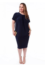 GODDIVA SLOUCHY BLUE/NAVY SHORT SLEEVE MIDI DRESS WITH ROUND NECK SIZE 8/SMALL