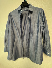 Tommy Hilfiger Men s Blue Geometric Dress Shirt 16-16 1/2 32-33 Cotton