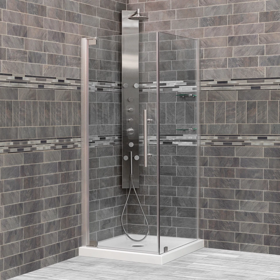 34 3/8-35"W x 72"H x 34-35"D Shower Enclosure ULTRA-G Brushed Nickel by LessCare