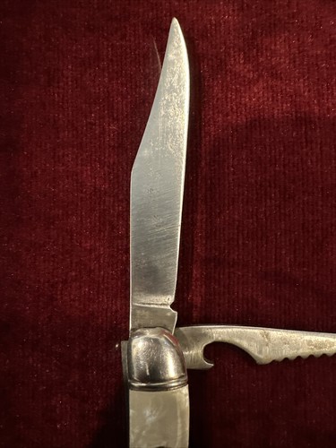 Vintage Imperial 2-Blade Folding Toothpick Fish Scaler Pocket Knife MOP - Picture 9 of 12