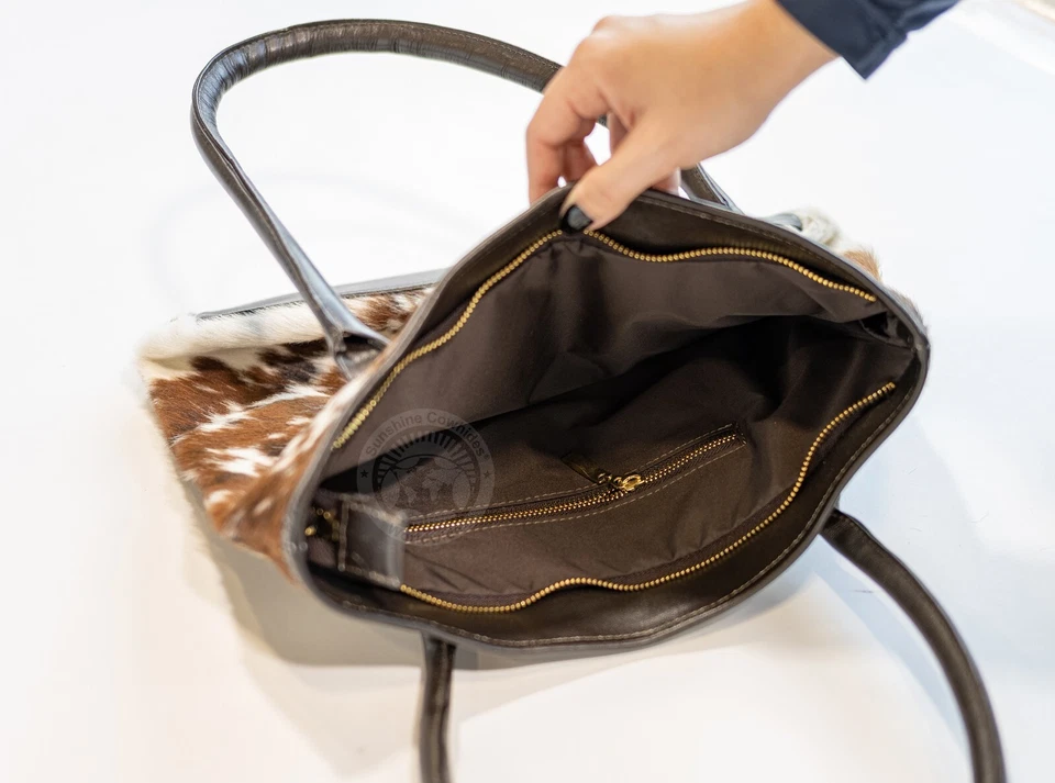 Bolso de Mano Piel de Vaca - Tricolor - Bolso de Cuero de Vaca Foto 3 de 4