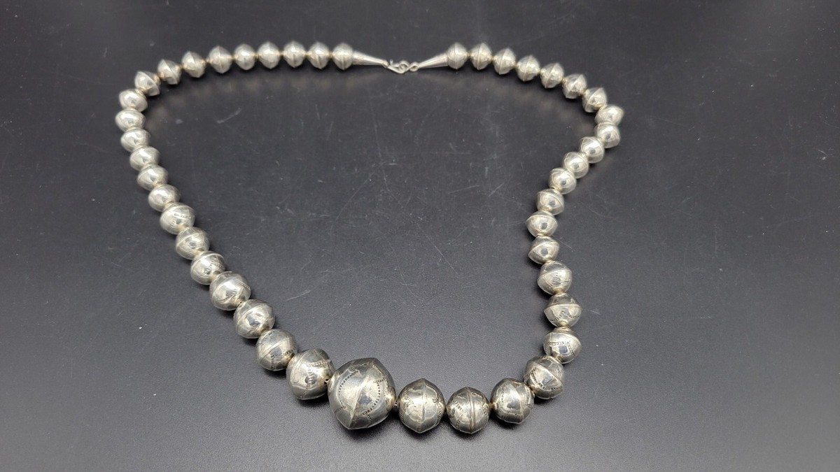 Vintage Sterling Silver Native American Navajo Pearls Necklace, 43