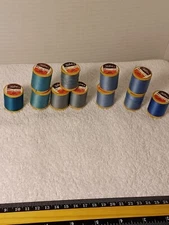 Lot of 11 Sewing Thread on Vintage Wood Spools Talon USA  