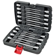 CARBYNE Extra Long Ball End Hex Bit Socket Set - 18 Piece - SAE & Metric