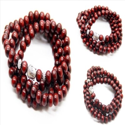 8mm red sandalwood Bracelet Fabric Women Cuff