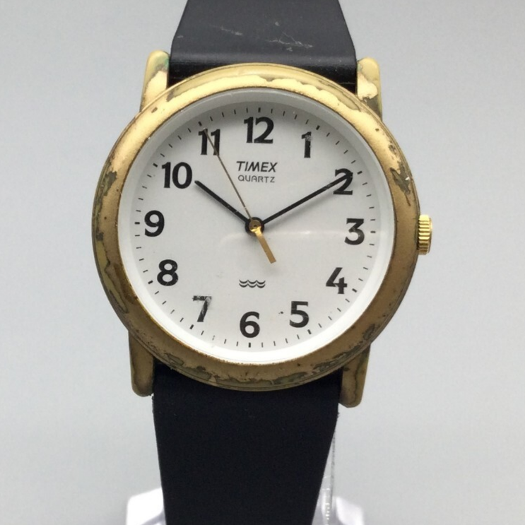 Vintage Timex Watch Women Indiglo 33mm Gold Tone Black Band  display picture 3