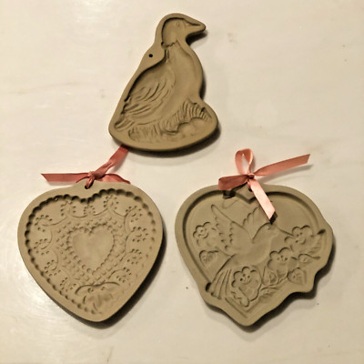 New Old Stock Brown Bag Cookie Mold  Set of 3.  Hummingbird , Duck & Heart