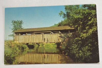 Vintage Postcard ~ Old Covered Bridge at Buttonwood ~ Mansfield Pennsylvania PA