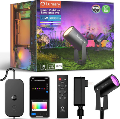 Smart Landscape Lights Pro 500LM, 6 Pack Color Changing Landscape Spotlights IP6