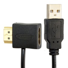 Conector HDMI macho a hembra + cable cargador USB 2.0 divisor adaptador extensor