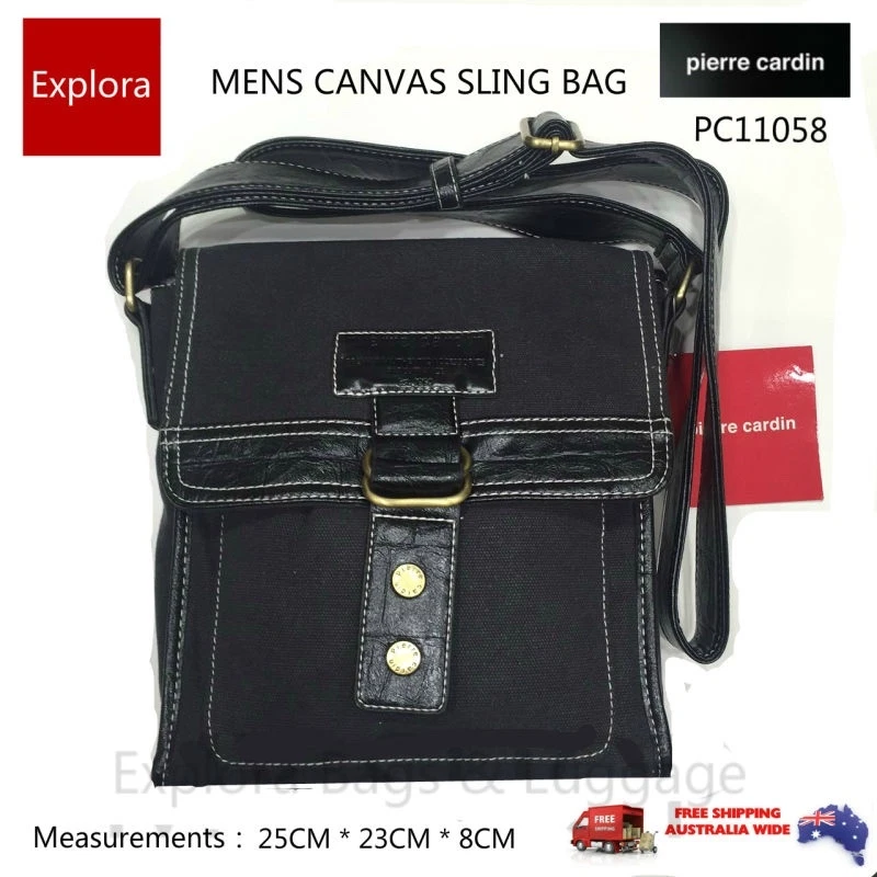 Pierre Cardin Men s Canvas Flapover Shoulder Messenger Sling Bag PC11058