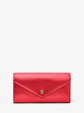 Michael Kors  RED Jet Set Travel Large Patent Envelope Wallet