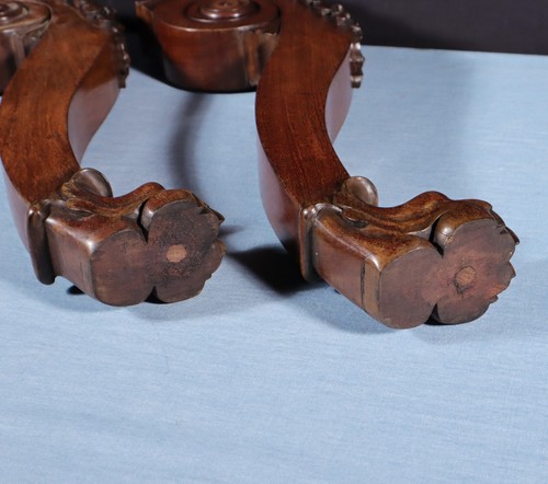 23" Tall Pair of French Antique Solid Mahogany Table Legs/Posts with Claw Feet - Picture 15 of 15