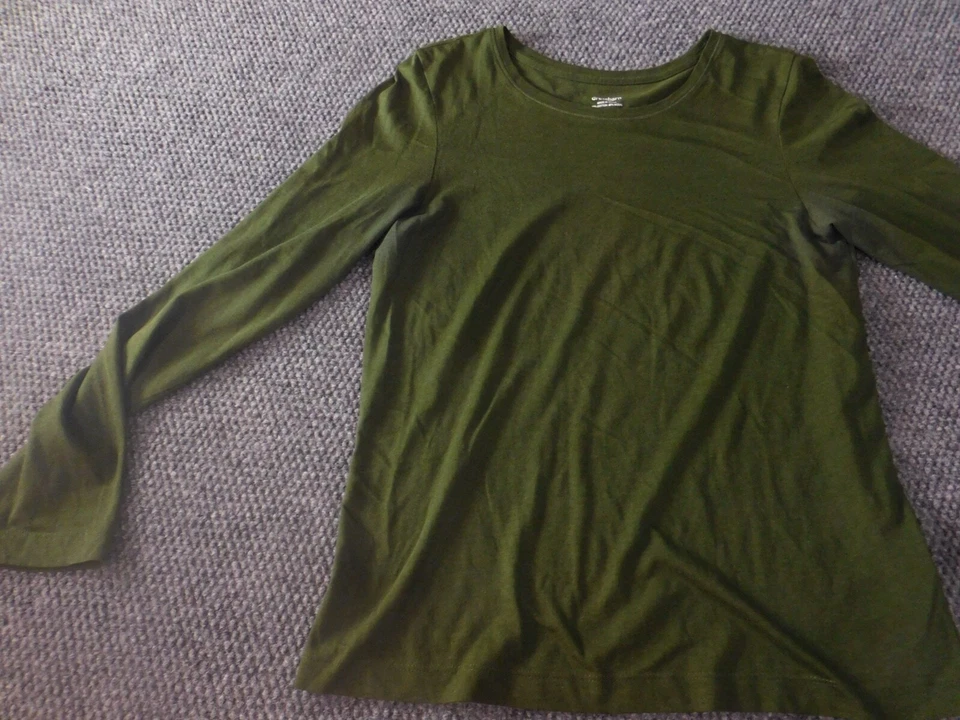 Blusa Dressbarn Mujer Mediana Verde Jersey Top Manga Larga Informal Foto 3 de 4