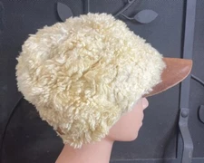 Vintage WWII Swedish Sherpa Hat Leather Bill Personalized Military Winter Lined