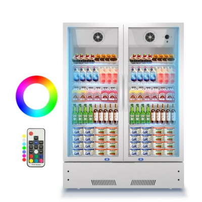 Commercial Upright Refrigerator Glass Doors Display Beverage Cooler Bar Fridge
