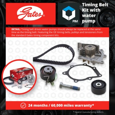 Timing Belt & Water Pump Kit fits JAGUAR XF X250 2.2D 11 to 15 Set Gates Quality