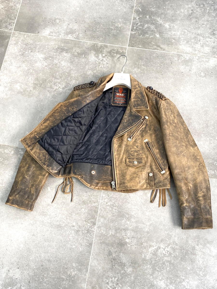 Vintage Women's WRD CHEVIGNON Racing Leather Biker Distressed