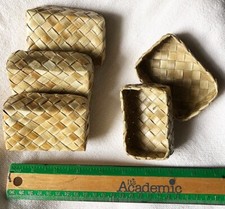 4 Lauhala Weaved Gift Box 3"x2"x1" Hawaiian Basket Keepsake Hawaii Hula Supply N