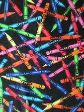 CRAYONS REALISTIC CRAYON CRAYOLA SCHOOL SUPPLIES BRIGHT COTTON FABRIC BTHY