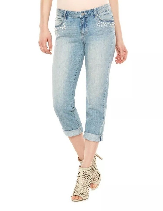 JENNIFER LOPEZ Capri JEANS Size: 6 (SMALL) New SHIP FREE Boyfriend Stretch