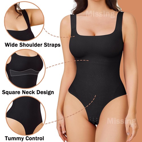 Snatched Bodysuit, Bodysuit, Snatched Thong Body Shaper Tank Tops Plus Size - Picture 3 of 21