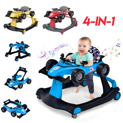 Baby Stroller 4-in-1 Baby Walker Adjustable Foldable Ride On Car with Music - Picture 14 of 17