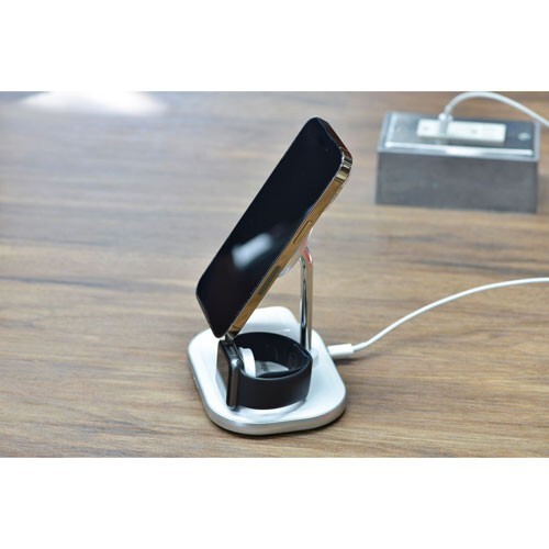 Support de charge magnétique sans fil Energizer 3 en 1 (WCP303) - Blanc/Métal - Photo 3 sur 3
