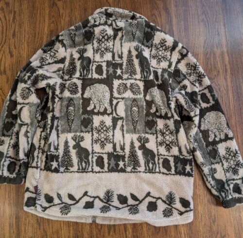 Vintage Woolrich Deep Pile Fleece Sherpa Jacke USA Eisbär Muster Damen M - Bild 3 von 5