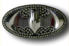 New Western Men Women Batman Belt Buckle Black Silver Metal Halloween Costume