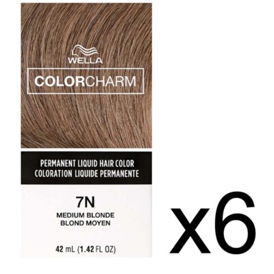 SALON HAIR WELLA COLOR CHARM PERMANENT DYE LIQUID 7N/711 MEDIUM BLONDE PACK OF 6