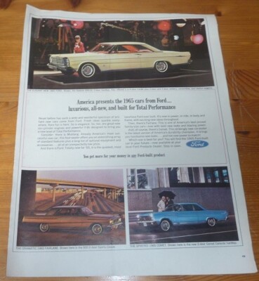 1964 VINTAGE ORIGINAL GROSSDRUCKANZEIGE 1965 FORD COMET, FAIRLANE GALAXIE CARS