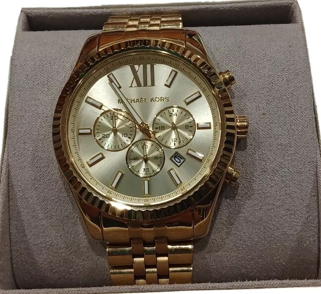 Michael Kors Lexington Gold Stainless Steel Chronograph Men\'s Watch MK8281  | eBay