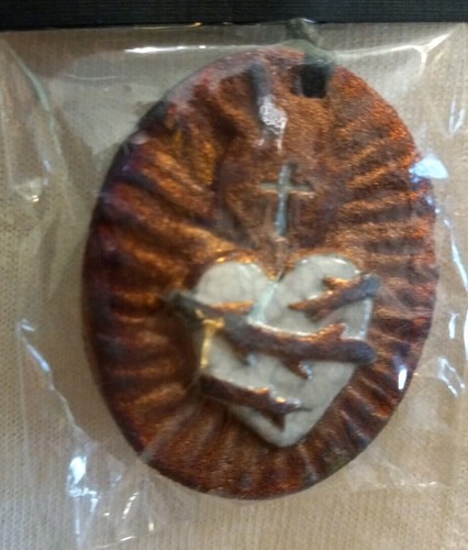Raku Heart Medallion Cross Pendant with Cord Ceramic I am Loved New In Packaging - Picture 7 of 9