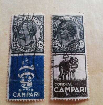 1924 KINGDOM ADVERTISING STAMP CAMPARI Cordial used + bitter campari 15 c 