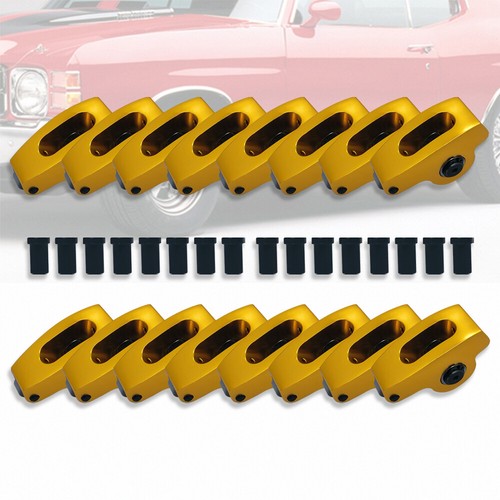 Brazos basculantes de aluminio anodizado dorado relación 1,5 3/8" aptos para SBC 327 350 400 - Imagen 2 de 6
