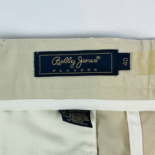 Bobby Jones Players Mens Chino Shorts Size 40 Beige Pleated Front - Picture 4 of 9