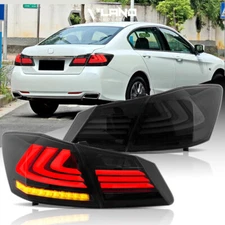 Pair VLAND Smoke Led Brake Tail Lights For 2013-2015 Honda Accord LX EX Sedan