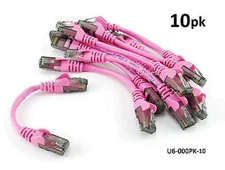 10-PACK 6 inch CAT6 Network UTP Ethernet RJ45 Full 8-Wire Patch Cable, Pink