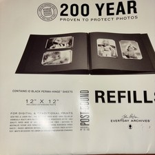 Lot Of 6 Archival photo album refill pages Hinge Post 2 Black 4 Ivory 12  x 12  