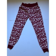Pact Organic Cotton Woodland Christmas Pajama Joggers Kids 5 Burgundy NWOT