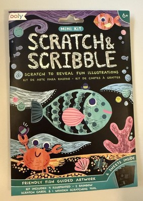 Ooly Mini Scratch & Scribble Kids Art Kit: Friendly Fish Aquatic Rainbow NEW